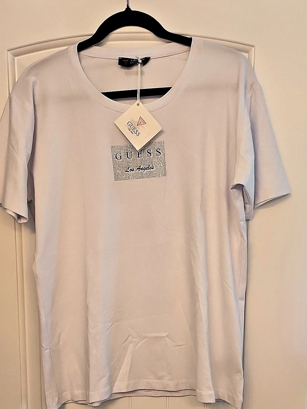 Guess Los Angeles Rhinestone Logo T-Shirt White XXL